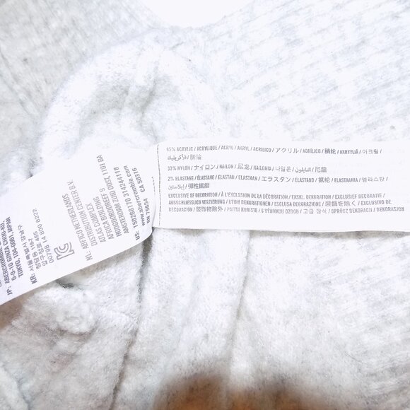 ABERCROMBIE & FITCH Womens Gray Sweater Pockets Large Boatneck Vtg Boho Oatmeal - Picture 6 of 8